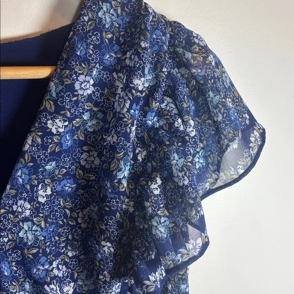 Max Studio Blue Floral Ruffled Mini Dress - Picture 10 of 14